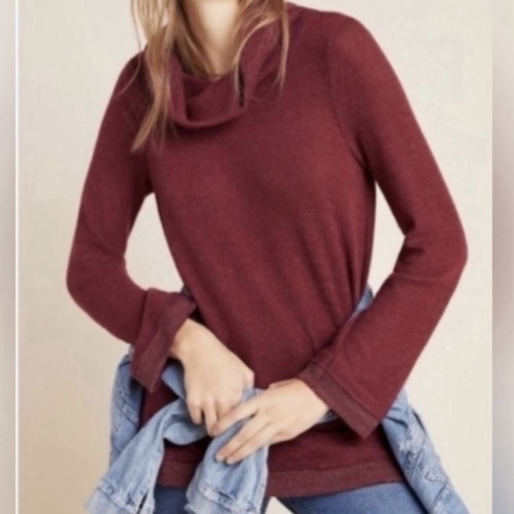 Maeve By Anthoplogie Cowl Neck Tunic Sweater Womens Size Small Red Boho Fall